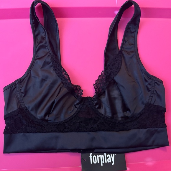 Forplay Satin and Lace Black Bralette - Picture 3 of 8
